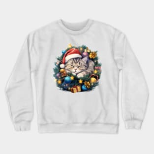 Lazy American Shorthair Cat At Christmas Crewneck Sweatshirt